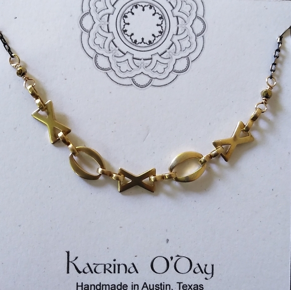 Handmade Vintage brass XOX Necklace - Picture 2 of 2